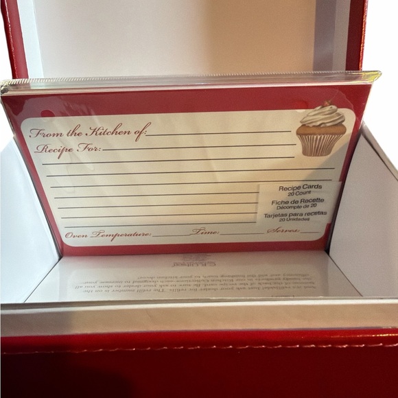 C.R. Gibson Red Faux Leather Recipe Box with 3D Kitchen Tools & Cards - Picture 3 of 4